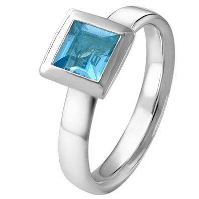 Acalee Schmuck Topas Ring Weißgold 333 / 8K Echter Topas Swiss Blau 90-1010-02