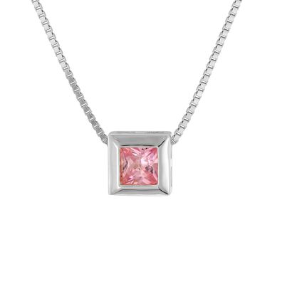 trendor Schmuck Damen-Kette 925 Silber mit Zirkonia-Anhänger Pink 51655-04