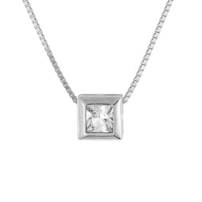 trendor Schmuck Damen-Halskette 925 Silber mit weißem Zirkonia-Anhänger 51655-01