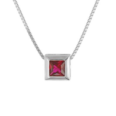 trendor Schmuck Damen-Halskette 925 Silber mit Anhänger synth. Granat 51655-07