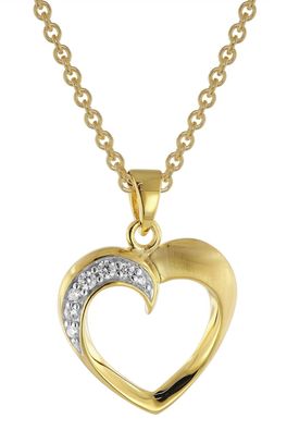 trendor Schmuck Herzanhänger Gold 333 / 8K mit vergoldeter Silberkette 51816