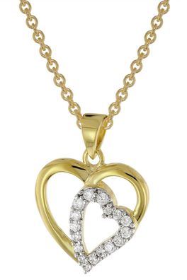 trendor Schmuck Herz-Anhänger mit Zirkonia Gold 585 mit goldplattierter Kette 51830