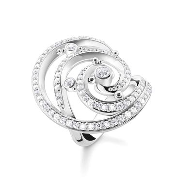 Thomas Sabo Schmuck Damenring Welle mit Weißen Steinen TR2379-051-14