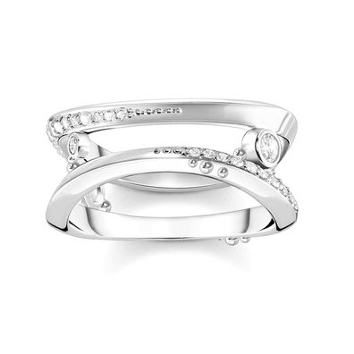 Thomas Sabo Schmuck Damen-Silberring Welle mit Weißen Steinen TR2382-051-14