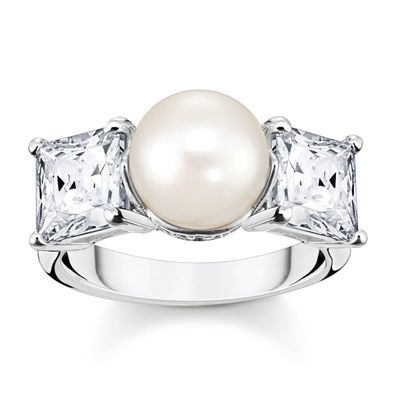 Thomas Sabo Schmuck Damen-Ring Perle und Weiße Steine Silber TR2408-167-14