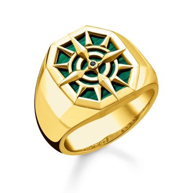 Thomas Sabo Schmuck Ring Kompass Goldfarben/Grün TR2274-140-6