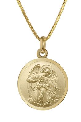 trendor Schmuck Schutzengel Anhänger Ø 18 mm Gold 333 an goldplattierter Kette 41438