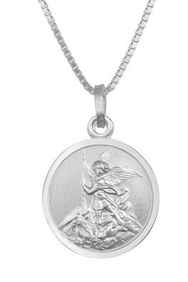 trendor Schmuck Halskette mit Erzengel Michael Anhänger Ø 16 mm 925 Silber 41462