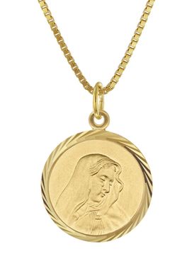 trendor Schmuck Madonna Anhänger 333 Gold mit vergoldeter Silberkette 41408