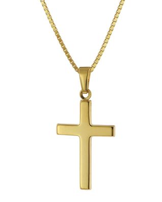 trendor Schmuck Kreuz Gold 750 / 18 Karat mit goldplattierter Silberkette 41420