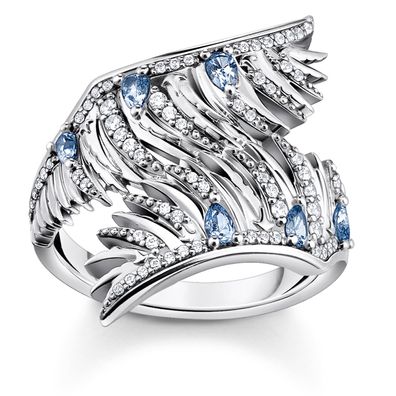 Thomas Sabo Schmuck Damen-Ring Phönix-Flügel Blaue Steine TR2409-644-1