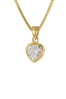 trendor Schmuck Damen-Anhänger Gold 333 Zirkonia Herz mit vergoldeter Kette 41556