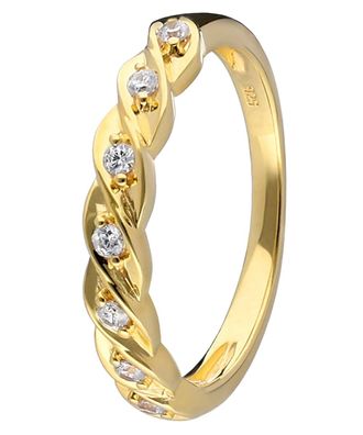 trendor Schmuck Damenring 925 Silber Goldplattiert 7 Zirkonias 41628