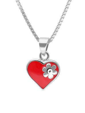 trendor Schmuck Mädchen-Halskette Silber 925 Collier mit Herz-Anhänger 41680