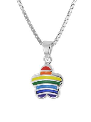 trendor Schmuck Mädchen-Halskette mit bunter Blume 925 Silber Collier 41691