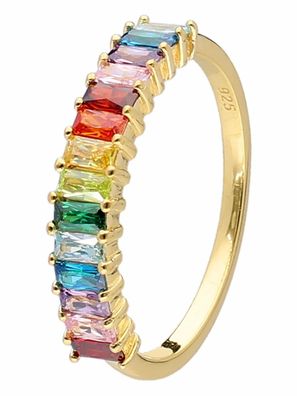 trendor Schmuck Damenring 925 Silber Goldplattiert Farbige Zirkonias 41702