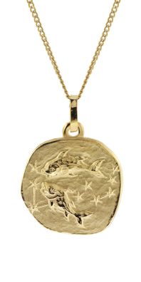 trendor Schmuck Halskette mit Sternzeichen Fische Gold 333/8K Ø 16 mm 41920-03