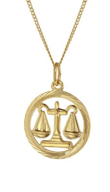 trendor Schmuck Halskette mit Waage Sternzeichen-Anhänger 333 Gold Ø 16 mm 41980-10