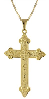 trendor Schmuck Kreuz-Anhänger Gold 333/8K mit vergoldeter Silber-Herrenkette 15762