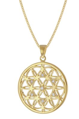 trendor Schmuck Damen-Halskette Mandala 925 Silber Vergoldet 15946