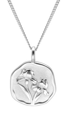 trendor Schmuck Halskette mit Monatsblume Februar 925 Silber Rhodiniert 68000-02