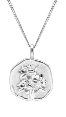trendor Schmuck Halskette mit Monatsblume März 925 Silber Rhodiniert 68000-03