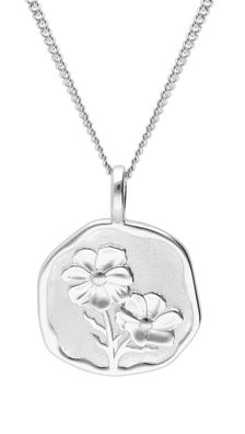 trendor Schmuck Halskette mit Monatsblume Oktober 925 Silber Rhodiniert 68000-10