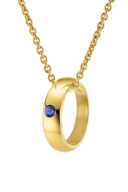 trendor Schmuck Anhänger Taufring Gold 333 mit Saphir an goldplattierter Kette 68062