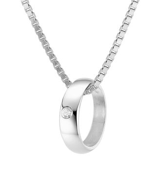 trendor Schmuck Kinder-Halskette mit Taufring 925 Silber mit synth. Zirkonia 68068