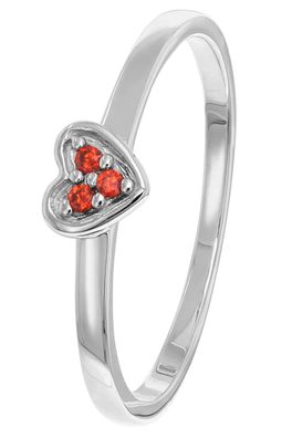 trendor Schmuck Damenring Weißgold 333/8K Herz Mit Roten Zirkonias 41541