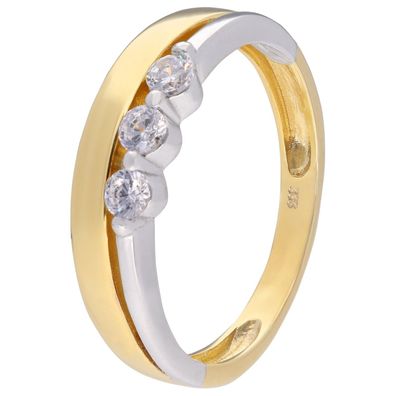 trendor Schmuck Damenring 333 Gold Bicolor Zirkonia-Ring 68464
