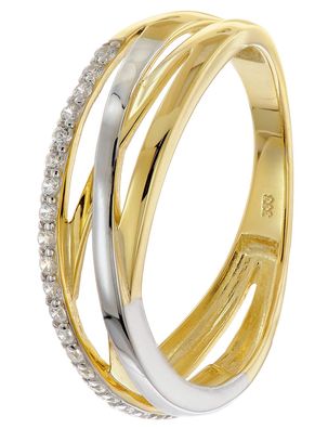 trendor Schmuck Damenring Gold 333/8K Bicolor mit Zirkonias 68448