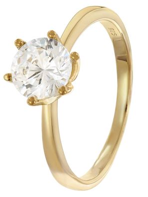 trendor Schmuck Damenring 925 Silber Goldplattiert mit Zirkonia Ø 6,5 mm 68692