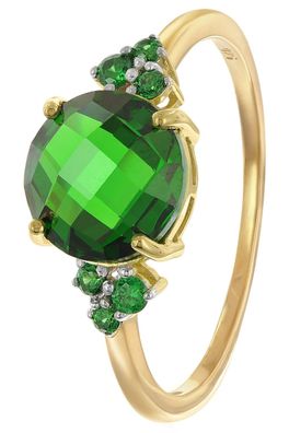 trendor Schmuck Damenring 925 Silber Vergoldet Mit Synthetischem Smaragd 28094