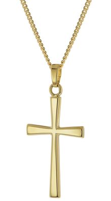 trendor Schmuck Kreuz-Anhänger 585 Gold an vergoldeter Silberkette 28163