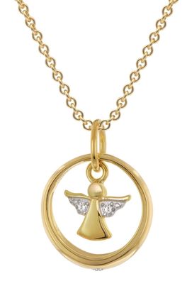 trendor Schmuck Kinderschmuck Taufring Mit Engel Gold 333 An Vergoldeter Kette 28212