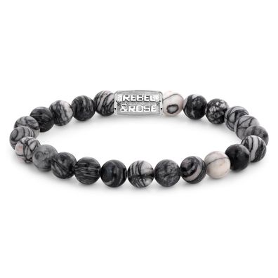 Rebel & Rose Schmuck Herren Bead-Armband Black Wolf 8 mm RR-80032-S