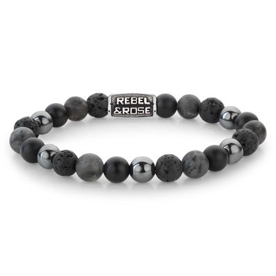 Rebel & Rose Schmuck Herren-Armband Grey Rocks Vintage 8 mm RR-80105-V