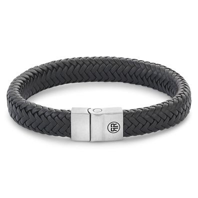 Rebel & Rose Schmuck Herren-Lederarmband Schwarz Full Metal Herringbone Black RR-M00