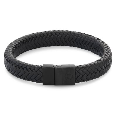 Rebel & Rose Schmuck Herrenarmband Leder Schwarz Full Metal Herringbone Black RR-M00