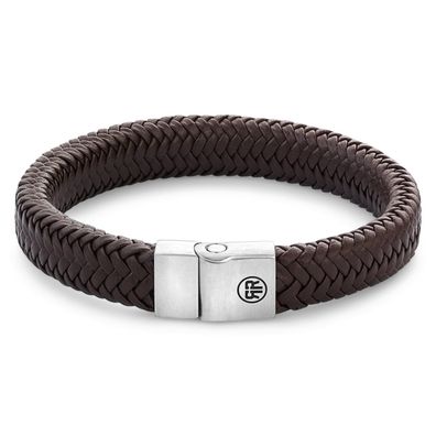 Rebel & Rose Schmuck Herren-Lederarmband Full Metal Herringbone Braun Matt RR-M0022