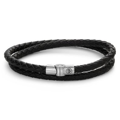 Rebel & Rose Schmuck Herren-Lederarmband Full Metal Double Round Black RR-M0038-S