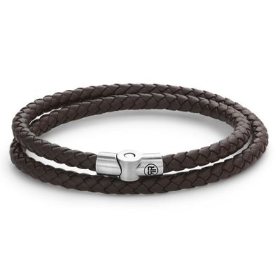 Rebel & Rose Schmuck Herren-Lederarmband Full Metal Double Round Brown RR-M0039-S