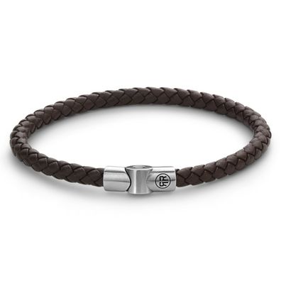 Rebel & Rose Schmuck Herren-Lederarmband Full Metal Single Round Brown RR-M0041-S