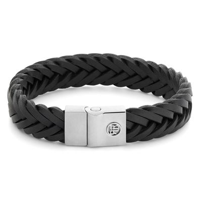 Rebel & Rose Schmuck Herren-Lederarmband Full Metal Premium Schwarz RR-M0052-S
