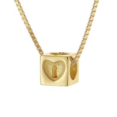 trendor Schmuck Damen-Halskette mit Würfel-Anhänger 925 Silber Goldplattiert 28394