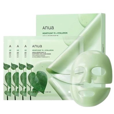 Anua Heartleaf 70+ yaluron-Kollagenmaske 38G 4 Stück