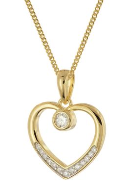 trendor Schmuck Damen-Halskette 925 Silber Vergoldet Mit Zirkonia-Herz 28430