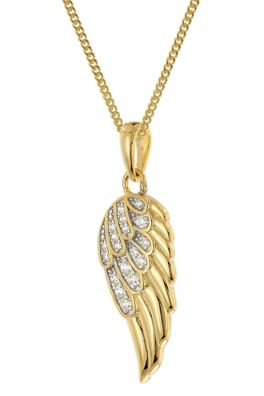 trendor Schmuck Damen-Kette mit Engelsflügel 925 Silber Vergoldet 28438
