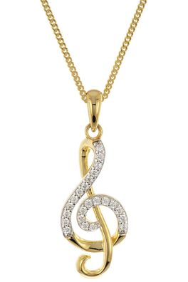 trendor Schmuck Halskette Mit Notenschlüssel 925 Silber Vergoldet 28456